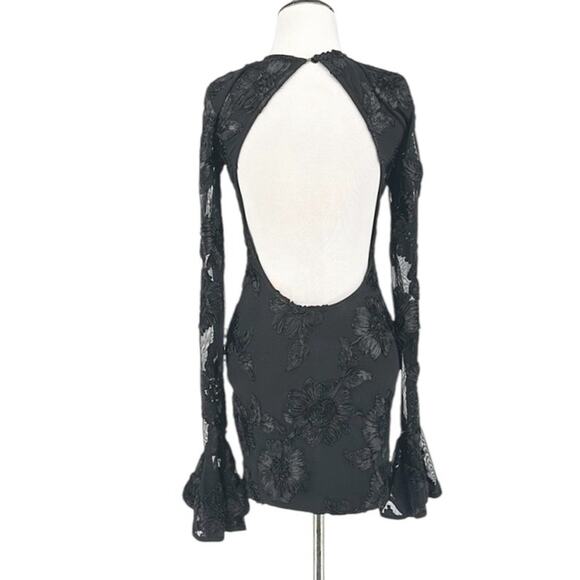 Rotate Birger Christensen Rosita Floral Cutout Mesh Mini Dress Black Size 4 - Picture 7 of 10